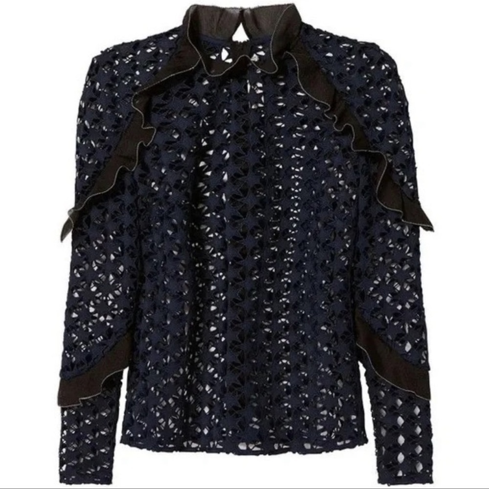 Self Portrait Navy Lace Top